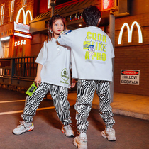 Boy Boomer Hip Hop Street Dance Suit Summer Loose T-Shirt Girl Foreign Air Jazz Dance 61 Children Act Out