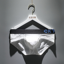  3-pack ice silk underwear mens low waist ultra-thin transparent air summer sex U convex trend silky solid color briefs