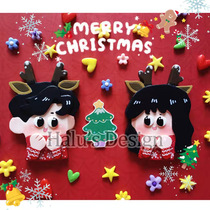 Soft pottery clay real-life mud doll custom frame painting Christmas couple gift pendants hand Doll Doll