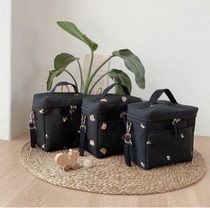 ins wind Han Korean baby going out big capacity zipper embroidered quilting cotton mommy bag baby trolley hanging bag insulation bag