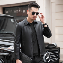 Real fur coat men leap on a cows fur jacket for short - term 2023 middle - aged dads leisure thin coat