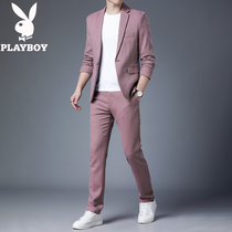 Playboy suit suit men Korean version trend small suit jacket men casual two-piece formal wedding dress