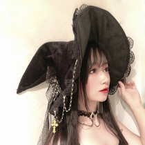 Halloween witch hat witch hat witch black lace bow hat Japanese cos