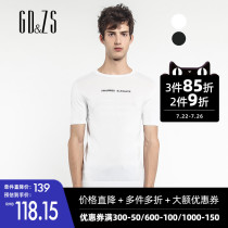 gdzs spring new round neck pullover embroidered letters short-sleeved sweater T-shirt mens wild