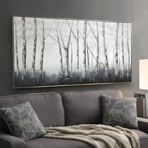 Modern Nordic study wall decoration silver pine forest pure hand-painted oil painting living room painting restaurant mural landscape painting