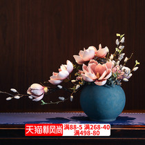 Chinese magnolia flower ornaments Ceramic floral products fake flower suit Hotel living room window entrance decorations