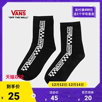 (Double 12)Vans Vans official black checkerboard LOGO Sports and Leisure womens stockings