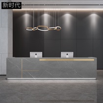 Cashier Simple modern marble pattern Stainless steel paint bar company sales department hall reception desk