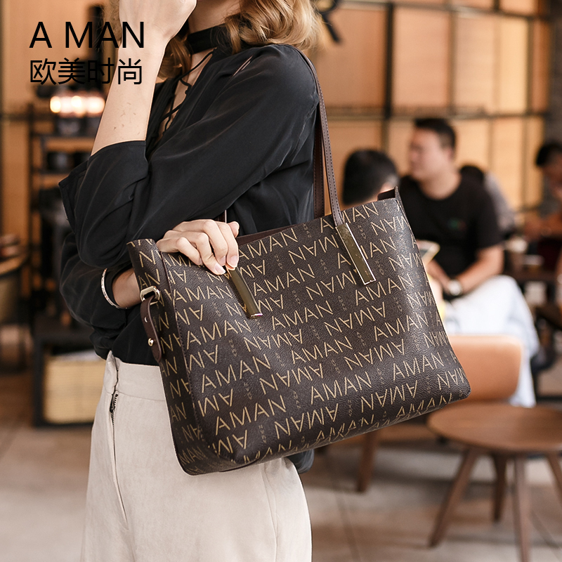 Aman Single Shoulder Bag Girls Large Capacity 2018 New Baitao Temperament Handbag Soft Leather Bag Simple Parent Bag
