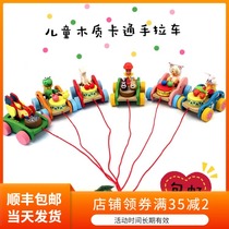 Dragging toddler toy pulling car baby trolley hand rope pulling line toy car baby toy