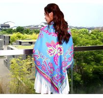 Ethnic wind scarf shawl dual-use thickened warm colorful air conditioning gradient oversized double-sided square towel female spring
