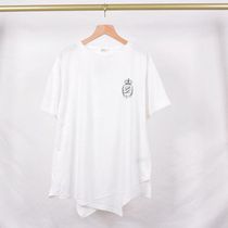 Pajamas women summer thin knit cotton Soft and light Pull t-shirt short sleeves Hem irregular white