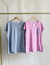 Foreign trade Europe and The United States single summer Women Short sleeves pull-over T-shirt top V-neck knitted cotton simple Loose plus size fattening