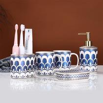 Light luxury ceramic wash cup set home bathroom five-piece set couple Cup tooth kit Nordic bathroom ornaments