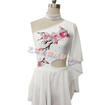Acrobatic pole dance performance practice clothes slanted shoulders elegant one-piece chiffon skirt basic training silk and satin rings aerial yoga clothes