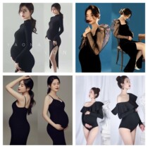 2022 Movie New Pregnant Women Write Real Themed Clothing Black Sexy Big Tummy Mommy Photo Costumes