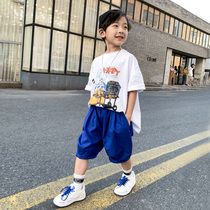 Boomer Boy Summer Clothing Suit 2022 New Internet Red CUHK Children Summer Handsome clothes Two sets of foreign air