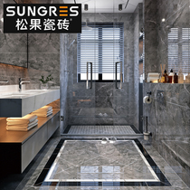 Modern simple dark bathroom kitchen wall tiles Gray whole body marble tiles Living room floor tiles 300 600