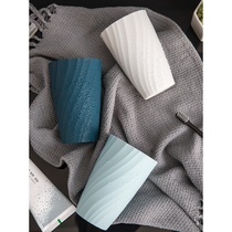 Retro toilet set home set brush toothbrush cup family of three family simple dormitory toothbrush cylinder Blue