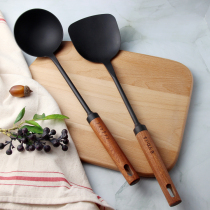 Japanese-style pole iron spatula household long-handled cooking iron shovel solid wood handle soup spoon big soup spoon household kitchen utensils