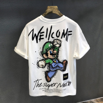 Japan imports Advanced ins Chains Pure Cotton White Short Sleeve T-shirt Mens Clothing Loose Lovers Half Sleeve Compassionate Blouse