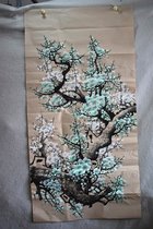 Meiqi painting academy four feet 1 4*0 7 meters flowers and birds plum blossoms pure hand-painted red plum plum green plum base antique