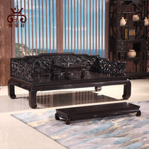 Mingrongxuan Mahogany furniture Ebony Real dragon Arhat bed Chinese solid wood simple Zen living room Bedroom bed