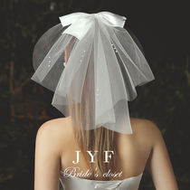 Bride license veil bow short photo props Net red travel photo Moren series simple small veil