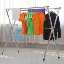 Floor stall clothing rack x-type sheets Stall free perforated balcony drying rod drying rack Cooling rod Family