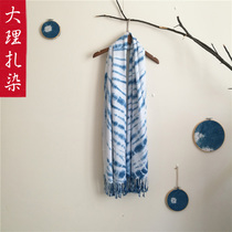 Dali tie-dyed scarf Bai handmade long scarf gift foreigner literature and art Yunnan ethnic style shawl scarf dual use