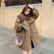 Explosive Parker cotton-padded women winter long 2021 New plus velvet thickened warm cotton-padded jacket lamb wool overalls