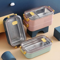304 stainless steel packing lunch box office workers outdoor double lunch box picnic small can water filling bento box