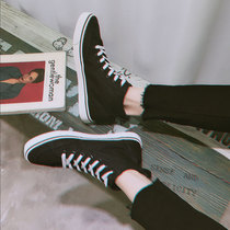 Tide Mens Black High Help Sail Cloth Shoes Mens Spring Han Edition Trends 100 Hitch Shoes High Waist Tide Shoes 2022 New Plate Shoes