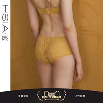 HSIA SEXY PANTS WOMAN TO YANG FLOWER OPEN HOLLOWED-OUT WHOLE LACE AIR-PERMEABLE UNSCARRED PURE COTTON CROTCH BOTTOM MIDDLE WAIST FLAT CORNER PANTS