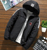 AcMilan fans new autumn and winter padded cotton sports casual hooded jacket jacket coat cotton mens womens clothing