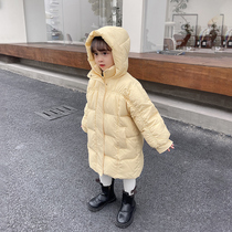 Girl coat 2021 Winter Dress new childrens foreign style Korean version of female baby winter thick cotton coat long cotton coat