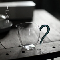 Craftsman family product Caotang Gongdo Cup sapphire blue high-permeability heat-resistant glass tea divider with simple handlebar