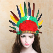Ethnic style African drum Indian head wearing feather headband performance props headdress ostrich hair headband headband headband