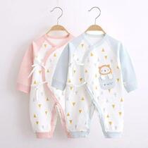 Newborn cotton boneless butterfly dress 0-3 months baby Four Seasons one-piece suit tie climbing suit baby single-layer coat