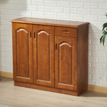 Modern new Chinese style full solid wood oak two or three door shoe cabinet Household door storage shoe rack locker Entrance cabinet