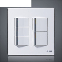 Chint switch socket panel five open dual control switch 120 type NEW9E 120*120 Magic Silver Series