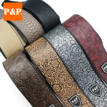 Leather Guitar Strap Waterproof Widened Bass Strap Embossed PU Electric Guitar Strap PP Guitar Strap Folk Strap