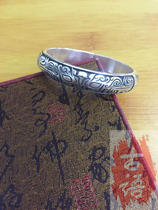 Original handmade boutique ancient language workshop embossed bracelet (Beast face gluttonous) custom S999 relief gluttonous