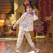 Childrens pajamas long sleeve cotton spring and autumn childrens little girl baby thin girl cartoon home clothing set
