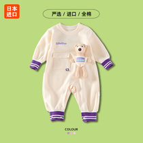 Japan bought baby clothes womens autumn clothes cute super cute climbing clothes baby jumpsuit male bear spring and autumn