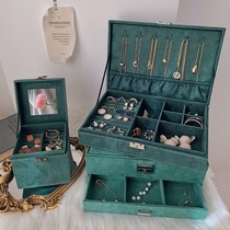 Large capacity multi-layer European jewelry box retro earrings necklace jewelry display rack storage box drawer treasure box