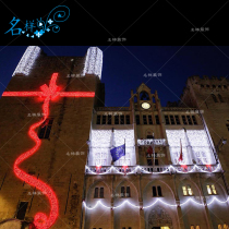 Famous sample beauty Chen Christmas Day decoration LED pull grass red bow wall lighting Facade wall lighting