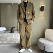 Korean high-grade corduroy loose suit suit suit men Korean version of ins handsome casual suit jacket Net red tide