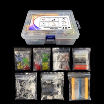 Cross-Border version 7 kinds of components large Set 3 5mm light-emitting two-transistor porcelain foil electrolytic capacitor metal film resistor