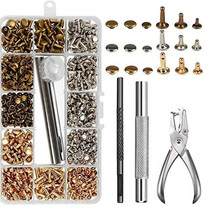 300 sets of double-sided rivets with punching pliers double-cap nails 3 sizes and 3 colors double-sided nails for cross-border